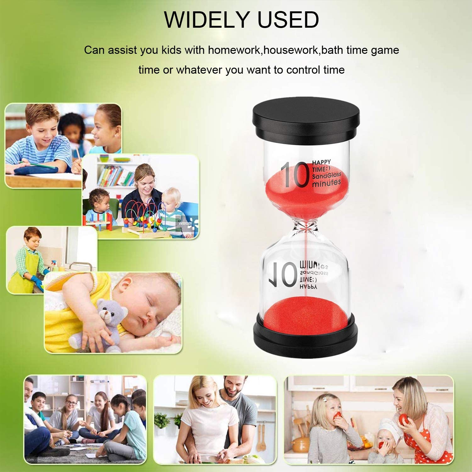 Suliao 10 Minute Hourglass, Red Sand Clock Timer, Plastic Sand Watch 10 Min, Big Hour Glass Color Sandglass For Kids, Games, Cla